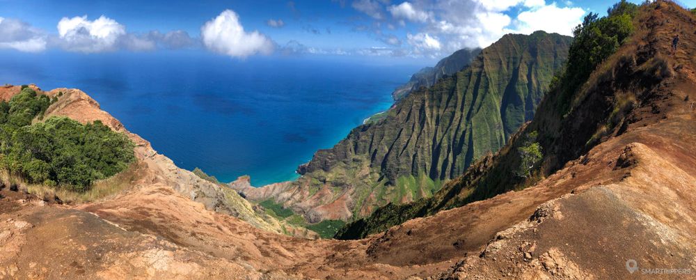 Panorama sur la Na Pali coast depuis le Honopu Ridge Trail