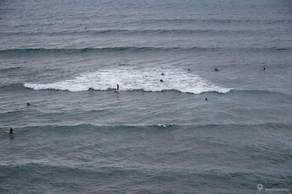 Les surfeurs photographiés depuis le parking