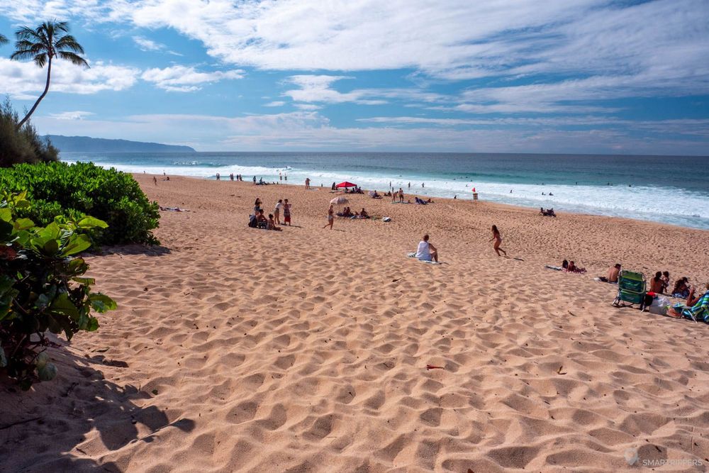 La large plage d'Ehukai Beach