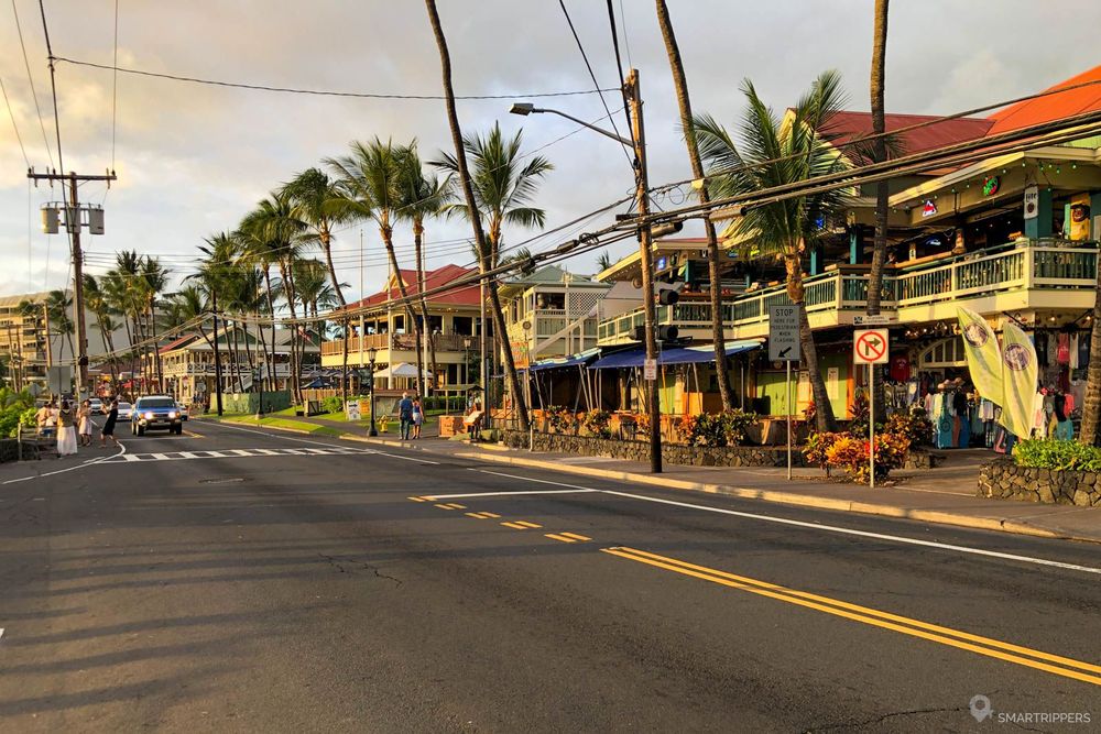 Restaurants le long d'Ali'i drive dans le centre de Kona