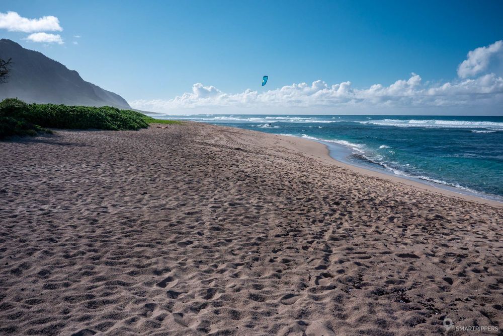 La large plage propice à la pratique du Kite Surf