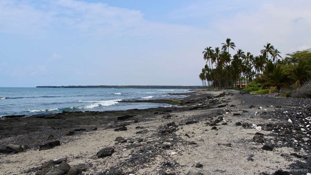 Along the beach that leads to Kiholo Bay.