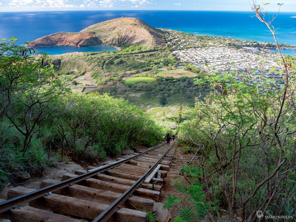 Vue d'ensemble du Koko Crater Trail depuis la fin de l'ascension.
