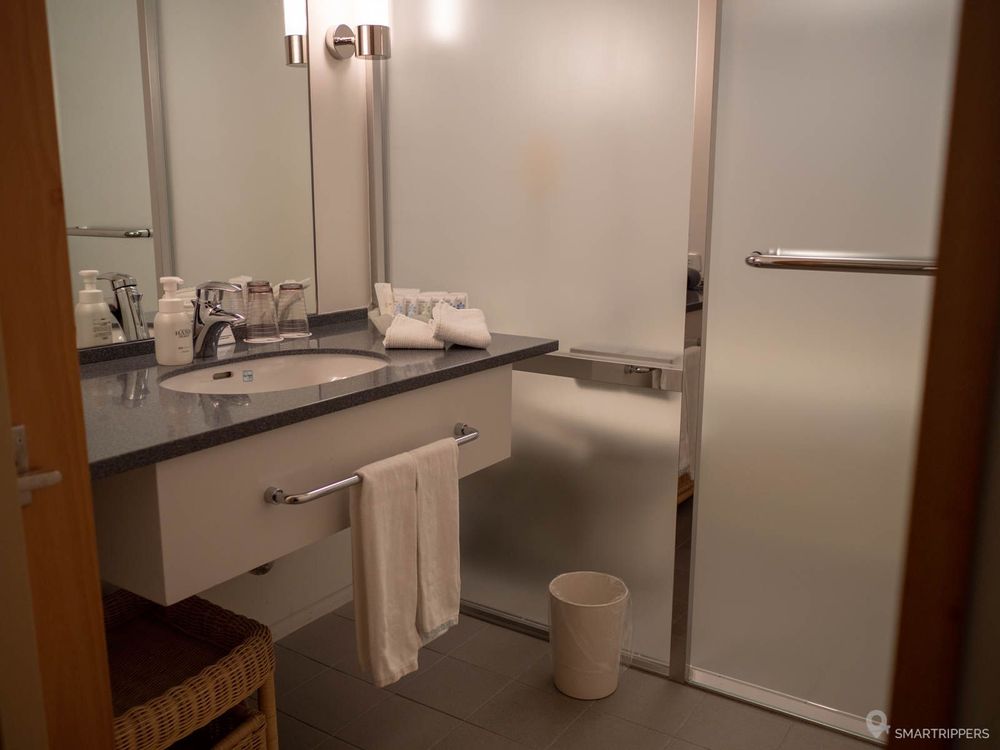 Our bathroom with large bathtub.
