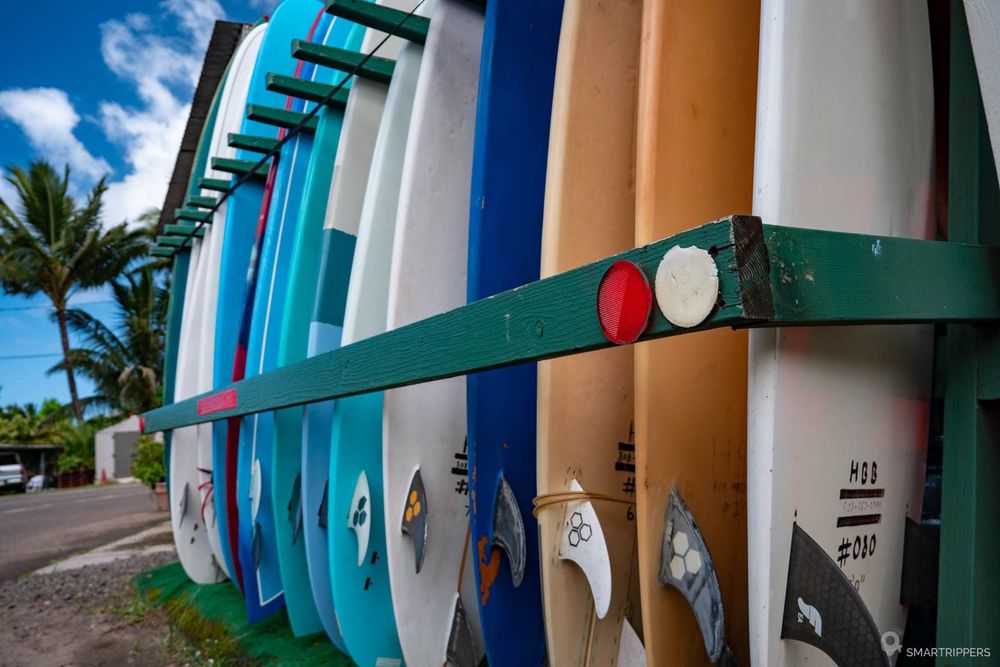 Planches de surf en location à Hanalei.