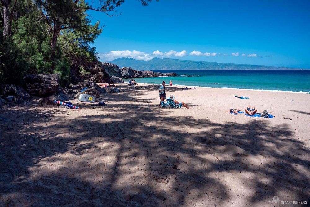 Vue large d'une partie de la plage