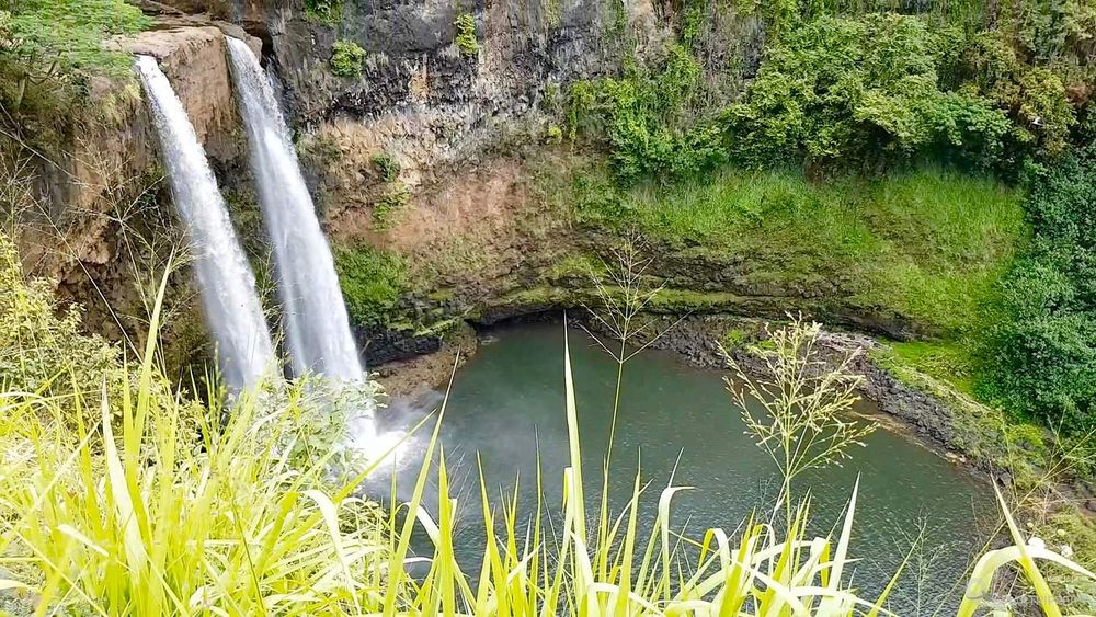 Les Wailua Falls, visibles à Kauai.